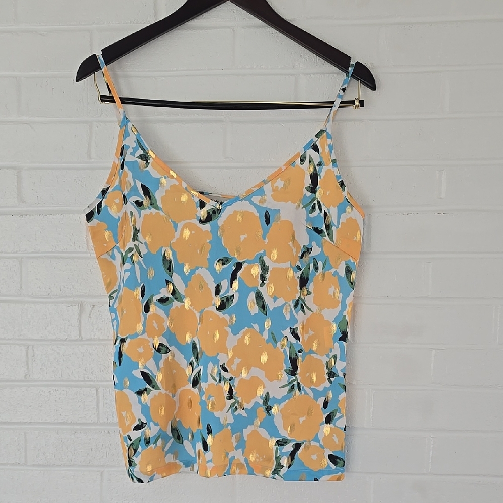 Never Fully Dressed Floral Blue and Yellow Camisole Top Size 8 V- Neck